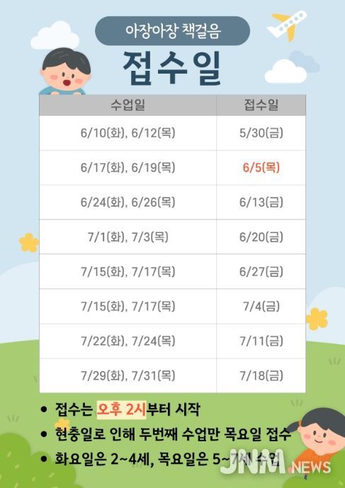 ‘2025년 상반기 아장아장 책걸음’ 접수일 안내문