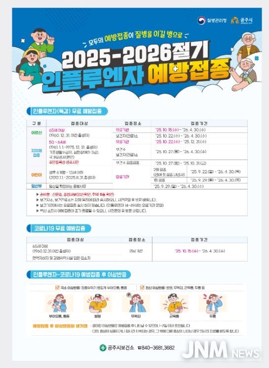 인플루엔자(독감)·코로나19 무료 예방접종 실시