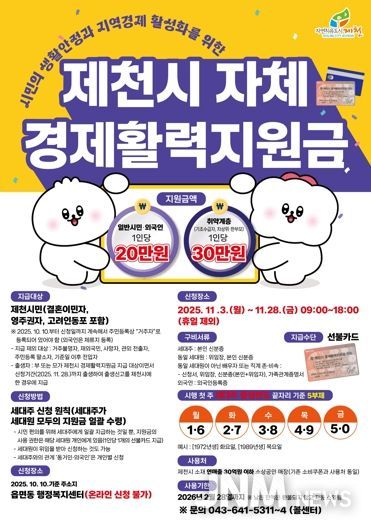 ‘제천시 자체 경제활력지원금’ 안내 포스터