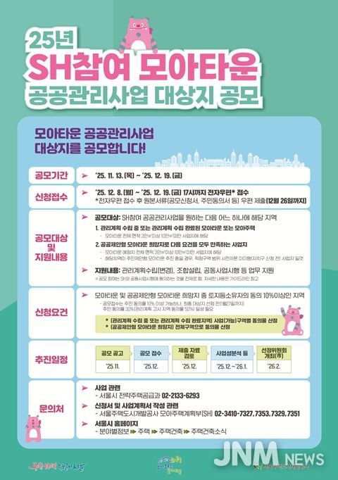 ‘2025년 SH참여 모아타운 공공관리사업 대상지 공모’ 포스터