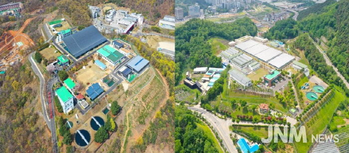 안산정수장(왼쪽 사진)·연성정수장(오른쪽 사진) 전경