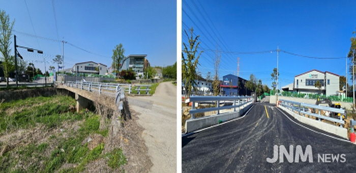 예지교 확장 공사 전(왼쪽)과 공사 후(오른쪽) 모습