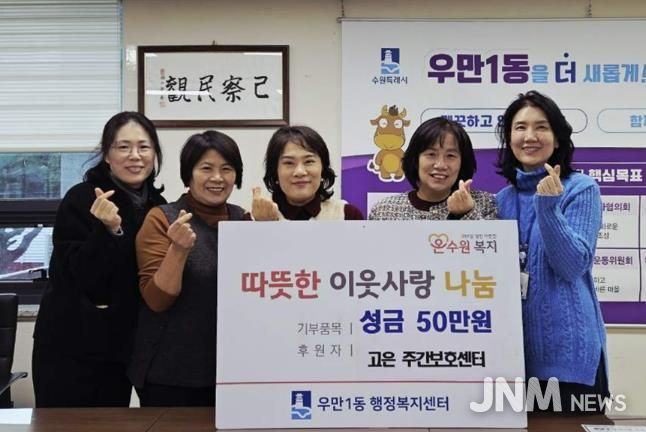 수원 고은 주간보호센터, 연말연시 맞아 수원시 팔달구 우만1동에 따뜻한 성금 전달