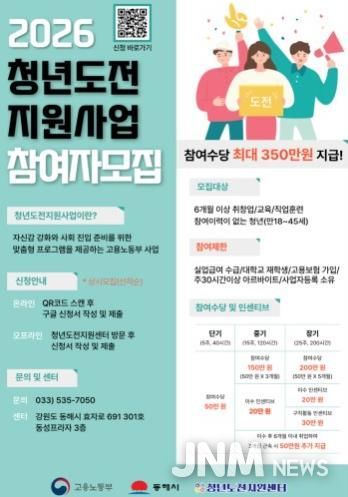 동해시, 2026년 청년도전지원사업 참가자 모집