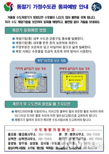 수도계량기 동파 예방 안내