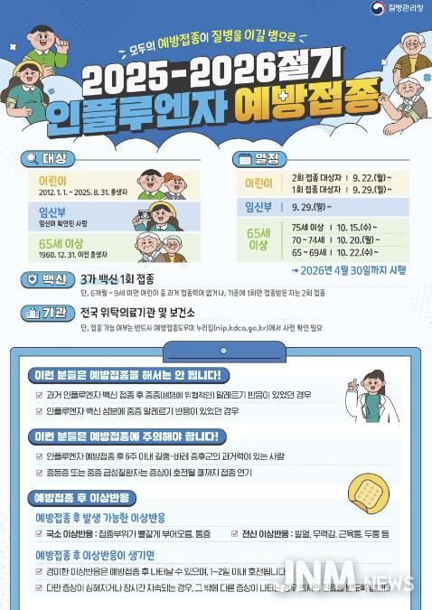 포천시, 2025~2026 절기 인플루엔자 예방접종 지속 권고
