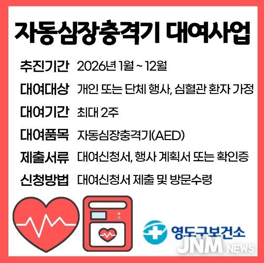 영도구보건소, 2026년 자동심장충격기 대여사업 실시