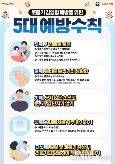 접종 안내문 및 호흡기감염병 예방수칙