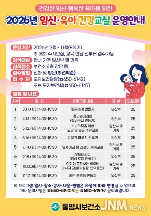 예비부모를 위한‘임신·육아 건강교실’운영