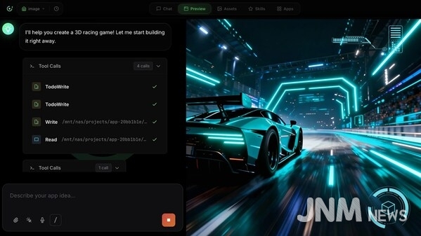 generate and preview the 3D racing game